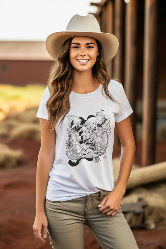 Western woman T-shirt Tonnhero